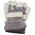 Mid Weight Leather Palm Work Glove with Blue Stripe Safety Cuff